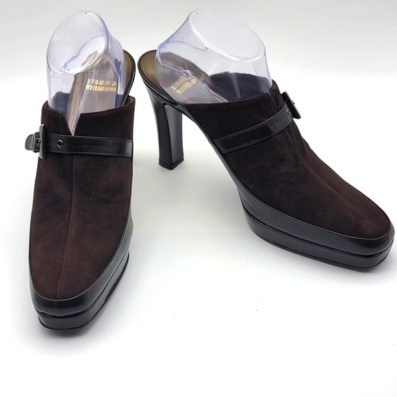 STUART WEITZMAN Brown Suede Heels Size 11M S1028 - Picture 1 of 7